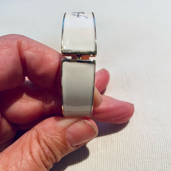 Hello Sunshine White & Gold Enamel Bangle Bracelet - Picture 6 of 8